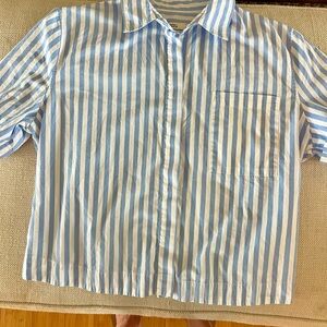 0039 Italy Blue and White Striped Cotton